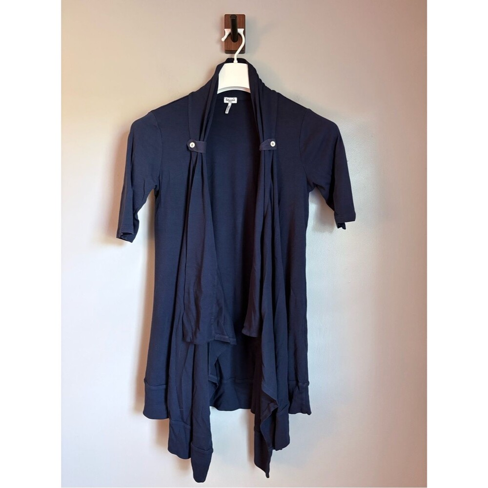 Splendid Small Navy Blue Short Sleeve Open Front Drape Cardigan Wrap USA Made